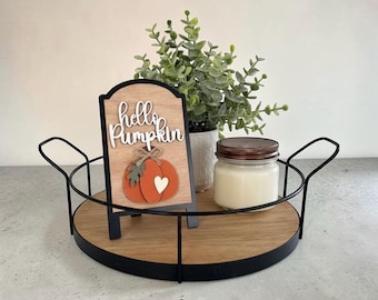Hello Pumpkin Interchangeable Sign Insert, Fall Mini Sign, Seasonal Wooden Sign Insert, Farmhouse Fall Decor