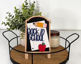 Back to School Interchangeable Sign Insert, School Mini Sign, Seasonal Wooden Sign Insert, Farmhouse Decor