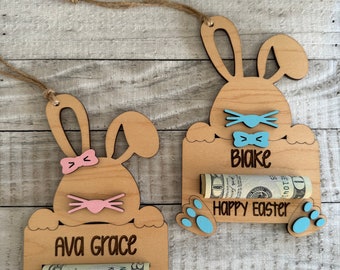 Bunny Money Cash Holder Easter Bunny Cash Easter Basket Easter gift Personalized Easter Tag