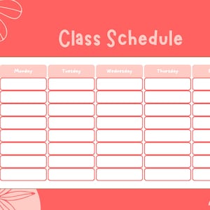 Pastel Coral Weekly Class Schedule Template for Kids, Students (Digital Download)