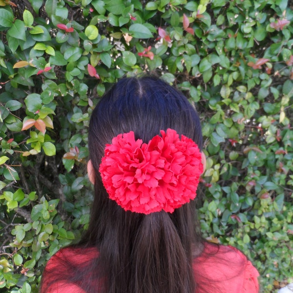 SALE! Spanish Flamenco Carnations Headpiece, Medium or Large, Ballet Recital Flower Headpiece, Flamenco Flower Hair Clip, Folkloric Dance