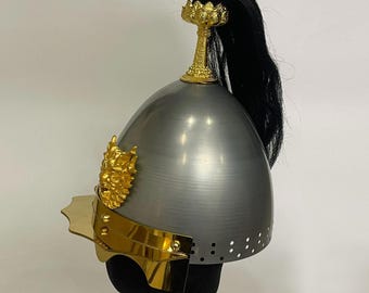 Casco de armadura de acero inoxidable hecho a mano, casco de caballería medieval, tocado para recreación histórica LARP.