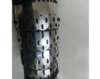 Brazaletes medievales de acero inoxidable con láminas, armadura de antebrazo para LARP vikingo y cosplay.