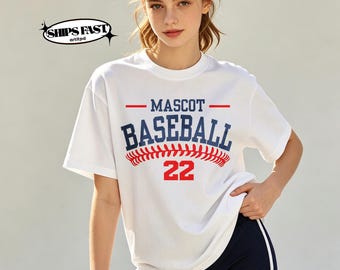 Vintage Baseball Team Tee,Mascot Spirit Shirt,Custom Number Graphic,Classic Sporty Style T-Shirt for Players and Fans