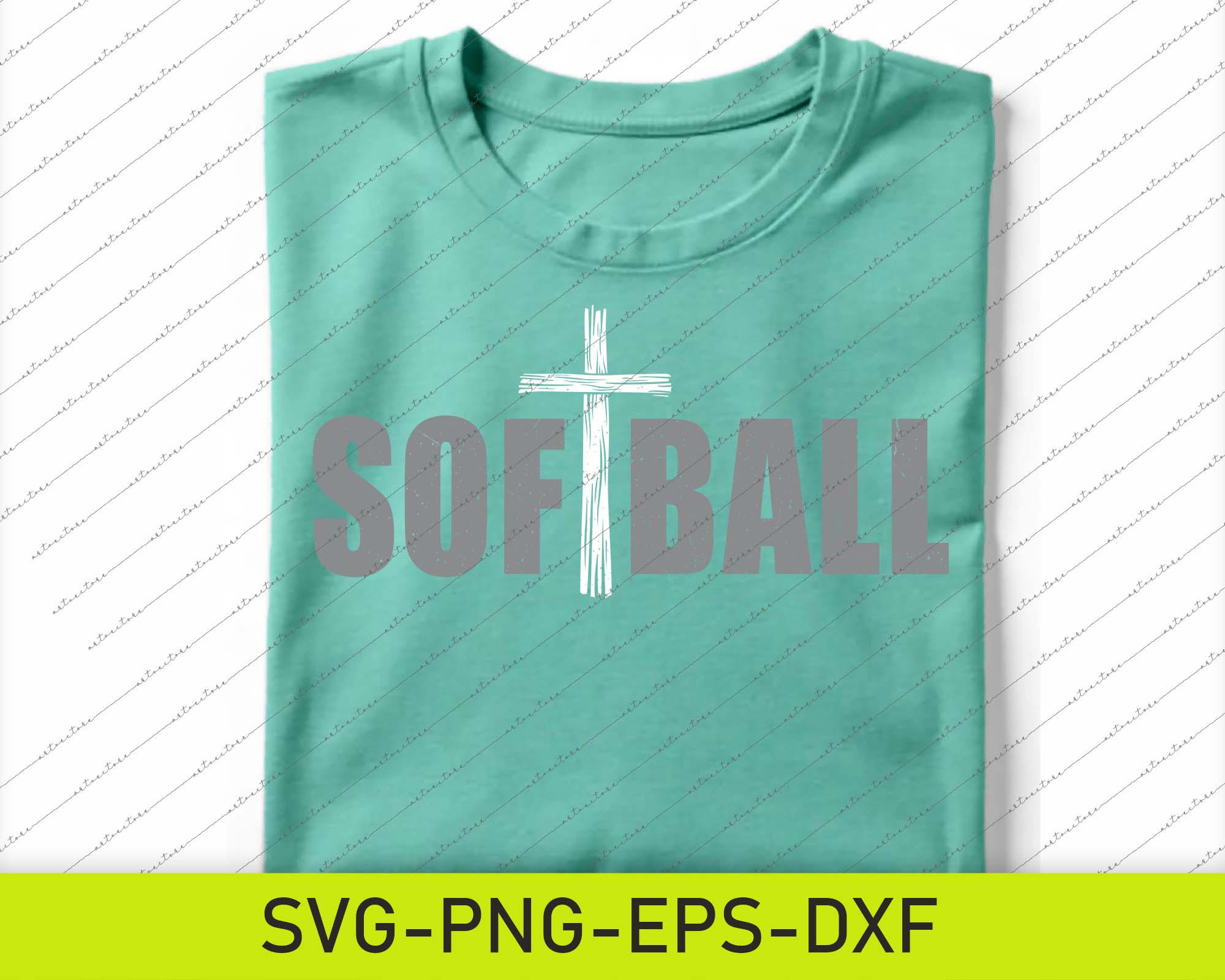 Softball Christian Cross SVG PNG, Faith Sports Cricut Files (digital ...