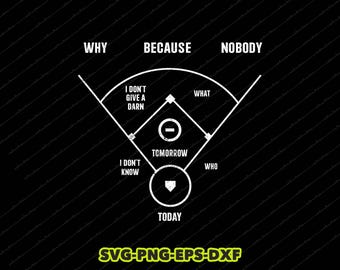 Who's On First honkbal SVG, vintage Dad Joke Humor (digitale download)