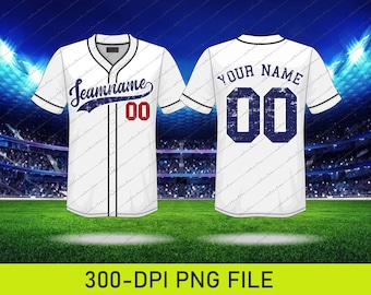 Aangepast honkbalshirt png, bewerkbaar naamnummerontwerp (digitale download)