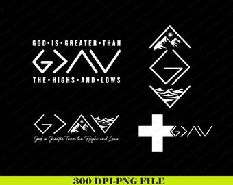Christelijke png-bundel God is groter dan hoogtepunten (digitale download)