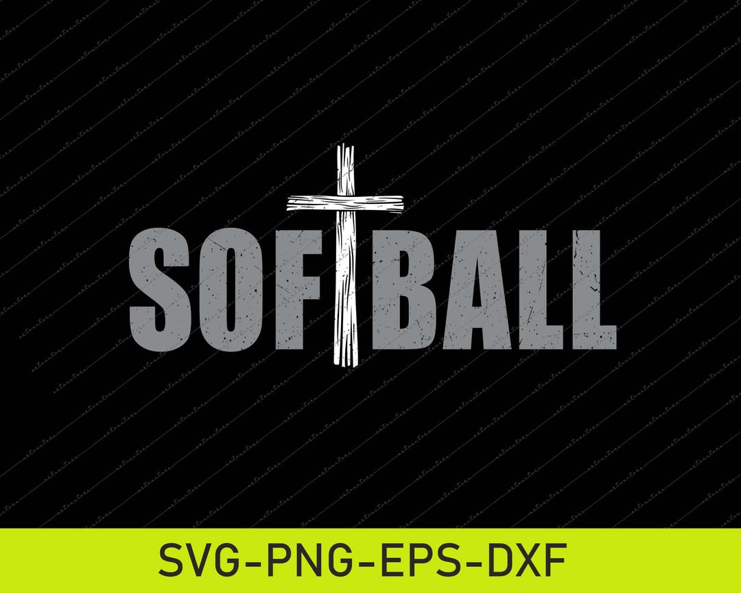 Softball Christian Cross SVG PNG, Faith Sports Cricut Files (digital ...
