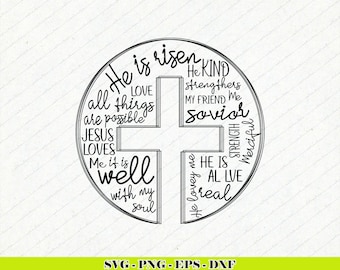 Christian Easter SVG PNG | He Is Risen Love All Design (Digital Download)