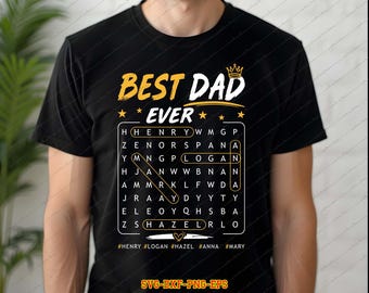 Gepersonaliseerde papa woordpuzzel SVG PNG, aangepast ontwerp familienamen (digitale download)