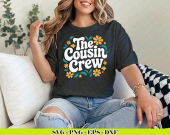 Groovy Cousin Crew SVG PNG | Retro familjeåterföreningsdesign (digital nedladdning)