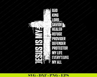 Christian Cross SVG PNG | Jesus Is My Everything Faith Design (Digital Download)