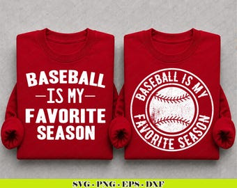 Honkbal is mijn favoriete seizoen SVG-png | Baseball Lover Shirt Design (digitale download)