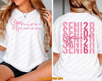 Senior 2026 PNG SVG, Coquette Bow Graduation Design (Digital Download)