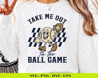 Vintage honkballied SVG-png-bestand | Take Me Out to Ball Gamedesign (digitale download)