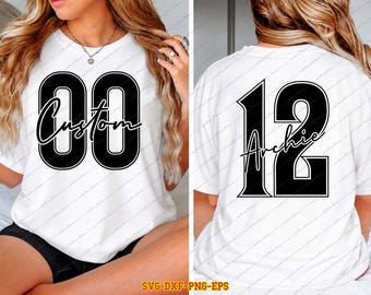 Custom Sport Jersey Name Number SVG PNG | Personalized Team Design (Digital Download)