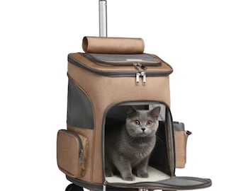 Lupo & felix passeggino per gatti e cani 4 in 1 – zaino trasportino pieghevole, trolley viaggio ruote ammortizzate – max 9kg