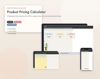 Modèle Excel de calculatrice de prix de produit, feuille de calcul de marge COGS et de prix de vente pour les fabricants