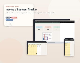 Modèle Excel de suivi des paiements, feuille de calcul factures et comptes clients, tableau de bord Cash In