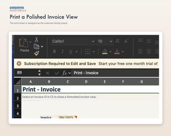 Modèle de facture, classeur Excel, feuille de calcul de facture imprimable pour petite entreprise