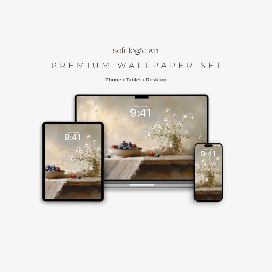 Vintage Wildflower Wallpaper Set, iPhone iPad Desktop Backgrounds ...