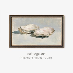 Oyster Shell Frame TV Art, Coastal Summer Painting (Digital Download)