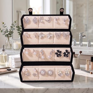 12 Pairs Oxidized Silver Earrings Set with Custom Jewelry Box, Handmade Pearl & Floral Stud Earrings, Women’s Gift Set, Fashion Jewelry