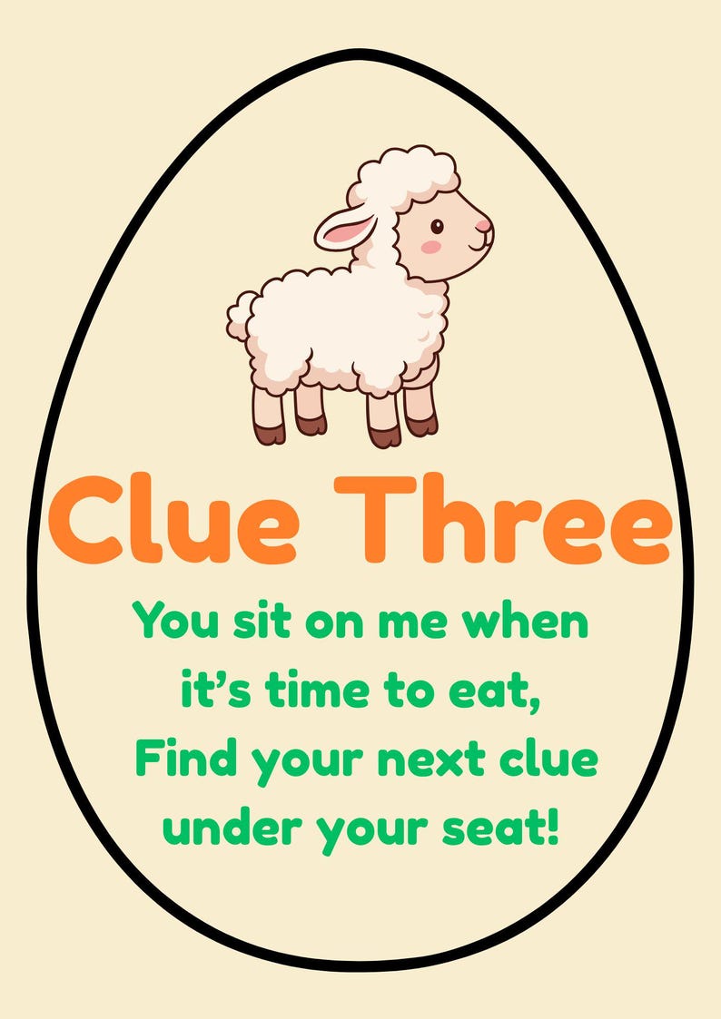 Easter Egg Hunt Clues Printable | Indoor Scavenger Hunt for Kids ...