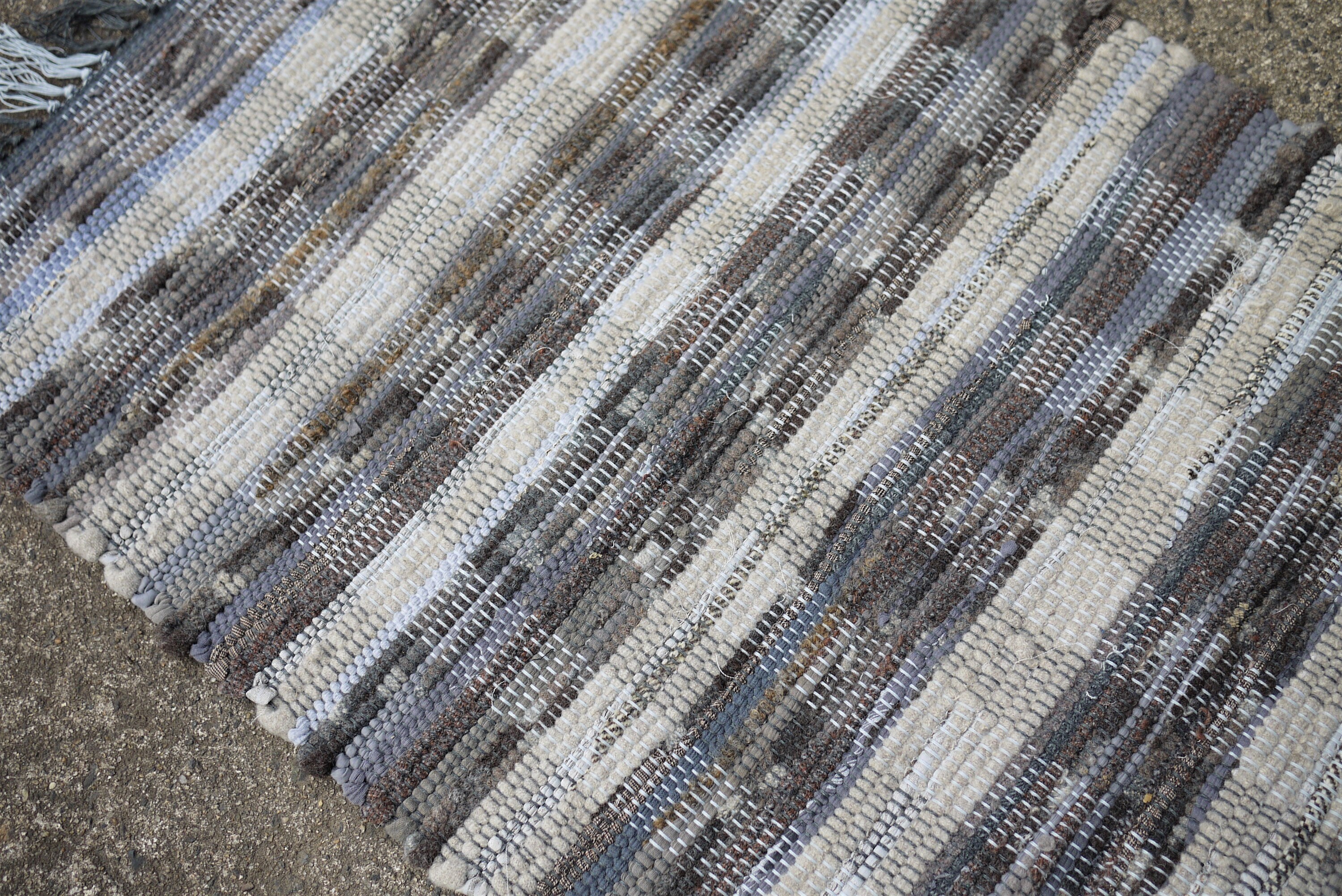 2 x 3 Handwoven Rag Rug Ecru with Grey Tones Etsy