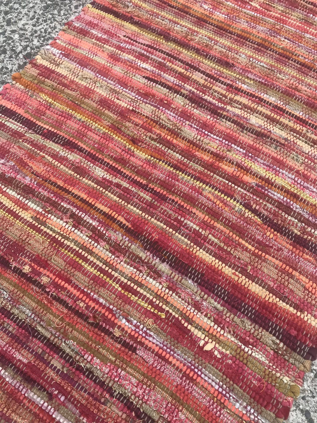 28 X 48 Classic Handwoven Rich Earth Red With Honey Tones Rag Rug - Etsy