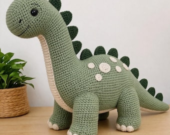 Brontosaurus Dinosaur Crochet Pattern | Beginner Friendly Amigurumi Plush Toy (PDF Download)