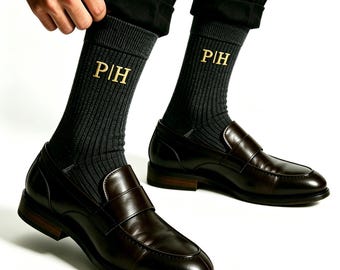 Custom Embroidered men's cotton socks, wedding party socks, personalized men's formal socks, Father's Day gifts, groomsmen gifts