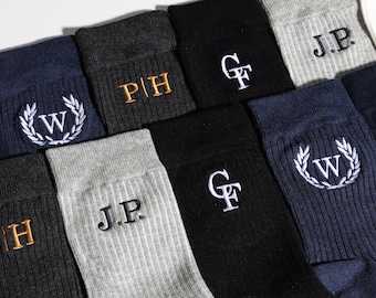 Calcetines bordados personalizados para padrinos de boda, calcetines para la fiesta nupcial, calcetines de vestir personalizados para hombre, calcetines de vestir con monograma para hombre, regalo para el padrino
