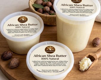 Raw African Shea Butter Bulk, 100% Pure Natural Organic Unrefined Virgin From Ghana Moisturizer For Face, Skin, Body,Hair, Soap