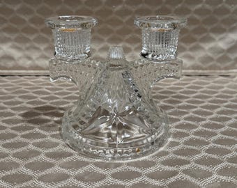 Candelabros dobles de cristal estilo Federal vintage (juego de 2)