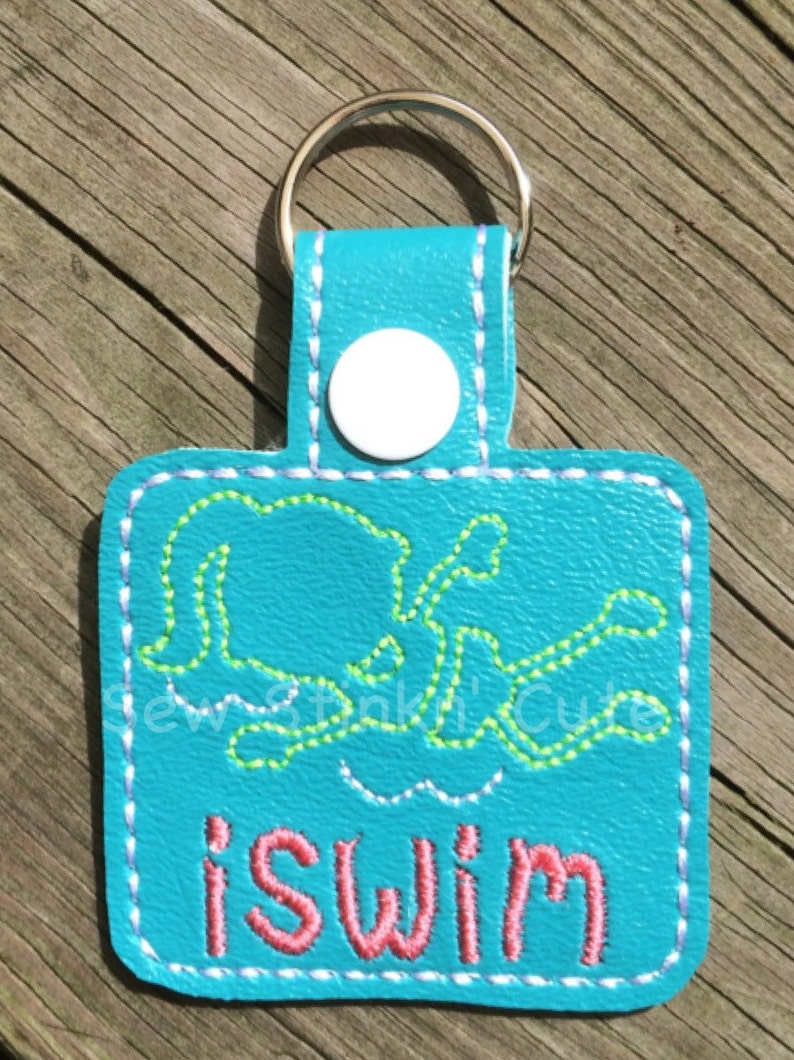 Embroidered ISWIM Snap Tab/Key Fob Etsy