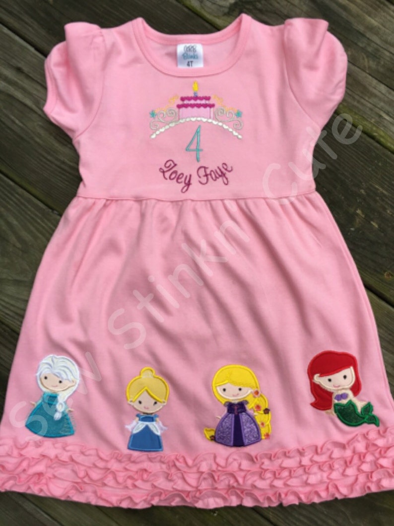 Machine Embroidered/appliqued Princess Birthday Dress Etsy
