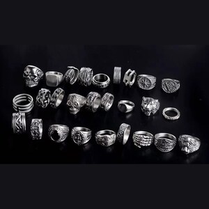 Men's Stainless Steel Biker Ring, Gothic Punk Skull Signet Jewelry