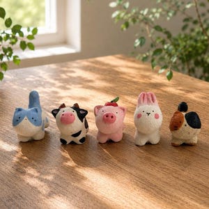 Ceramic Animal Diffuser, Cute Clay Cat Figurine, Passive Scent Diffuser, Bunny Cow Pig Desk Decor, Miniature Pottery Animal, Cute Gift