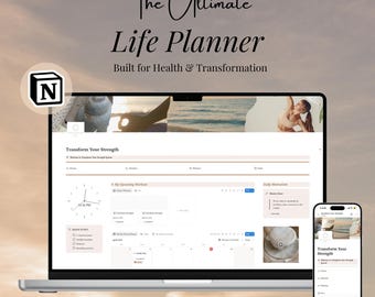 Sjabloon Ultieme Life Planner Notion | Wellness, workout, maaltijdtracker, voedingsgids