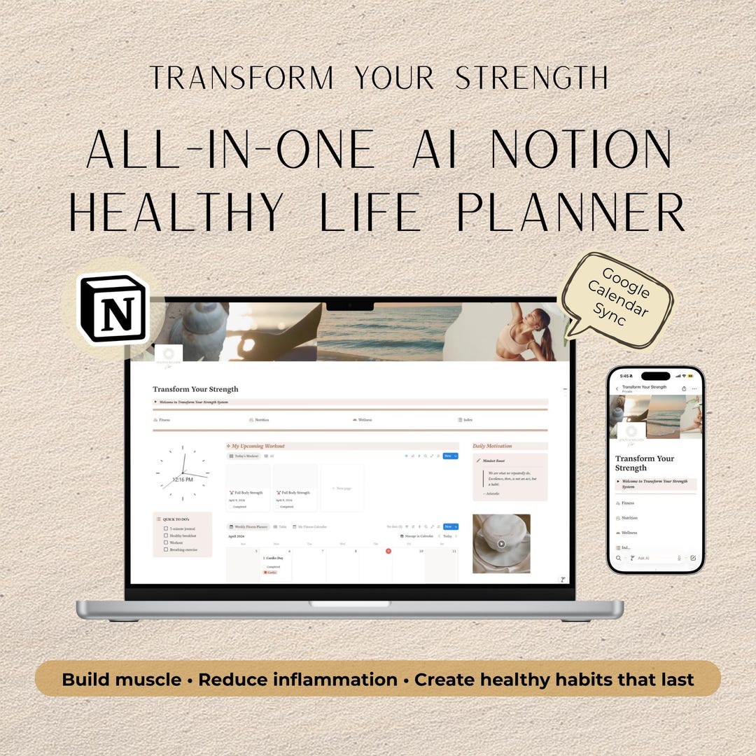 Notion Healthy Life Planner | AI Workout Plan, Nutrition Guide, Recipes ...