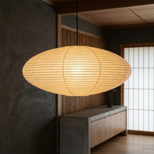 Pantalla de lámpara de papel washi japonés para farol - Lámpara colgante escandinava moderna, diseño OVNI - juego de 2
