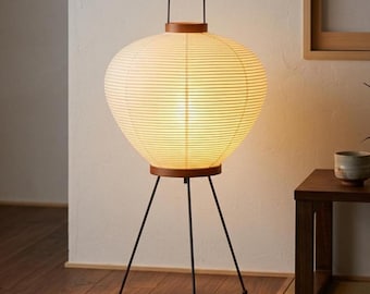 Japanese Noguchi Akari Rice Paper Floor Lamp - Wabi Sabi Vintage Standing Light, E27 Socket