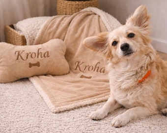 Manta personalizada para perro, manta para perro, manta de peluche para cachorro, manta bordada con el nombre del perro, regalo para amantes de los perros, manta con el nombre del cachorro