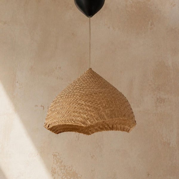 Lampenschirm aus gewebtem Bambus – Natürliche Boho-Pendelleuchte – Boho-Pendelleuchte – Ibiza-Stil