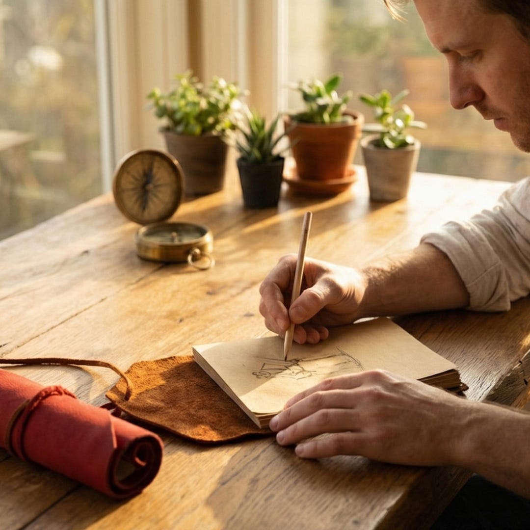 Handmade Leather Journal Blank Sketchbook Rustic Wrap Notebook Genuine ...