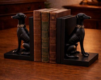 Sujetalibros vintage con forma de galgo, soporte para libros personalizado grabado, decoración de escritorio de estilo europeo, regalo clásico para amantes de los libros.