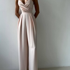 Bruidsjumpsuit met wijde pijpen afbeelding 8