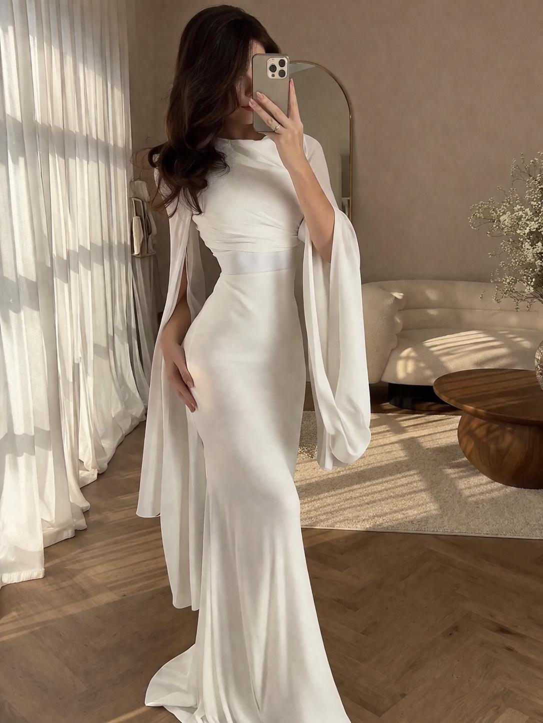 elegant white dresses long Women's Modest Full Length Sleeve Cotton Special Occasion Dress with Button Down Front length A Elegant White Maxi Dress with